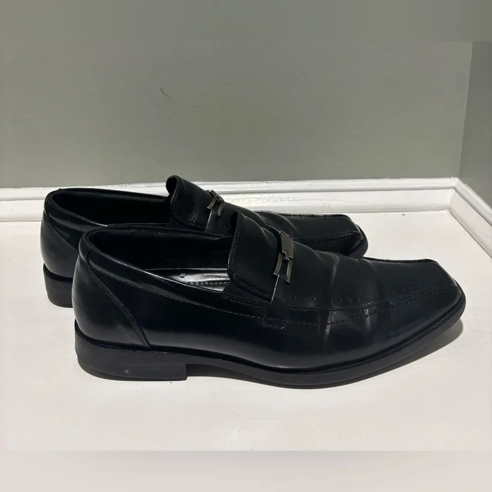 Slip-In Black Leather Cade Bike Toe Dress Shoe by Stacy Adams  -size 9.5